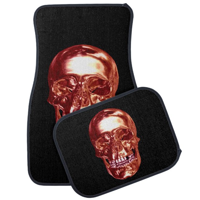 Red Chrome Skull Car Mats (Set)