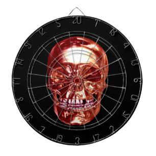 Red Chrome Skull Dart Board