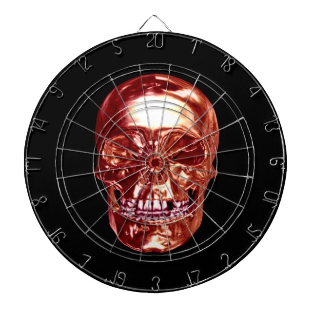 Red Chrome Skull Dart Board (Front)
