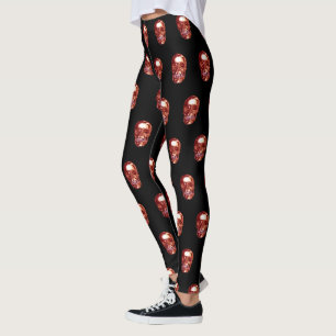 Red Chrome Skull Leggings