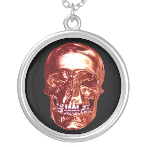 Red Chrome Skull Necklace