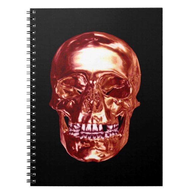 Red Chrome Skull Spiral Notebook (Front)