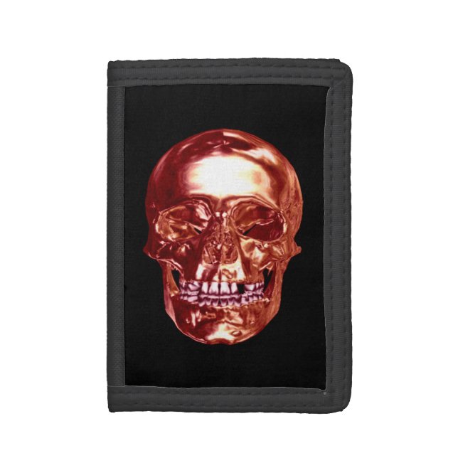 Red Chrome Skull Wallet (Front Vertical)