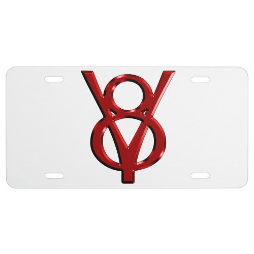 Red Chrome V8 Logo License Plate
