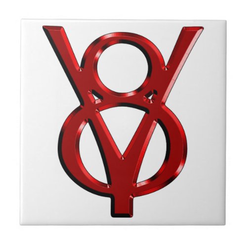 Red Chrome V8 Logo Tile