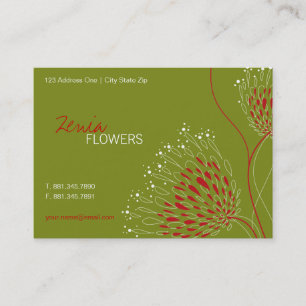 Red Chrysanthemum Flowers Elegant Chic Floral Business Card