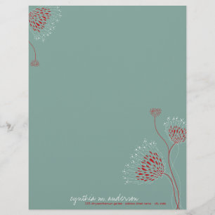 Red Chrysanthemum Flowers Elegant Chic Floral Letterhead