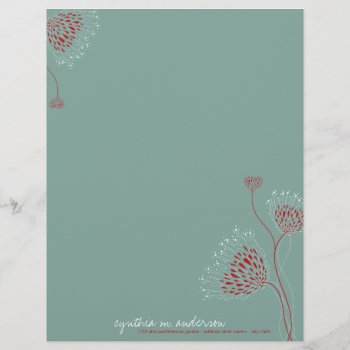 Red Chrysanthemum Flowers Elegant Chic Floral Letterhead by fatfatin_box at Zazzle