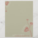 Red Chrysanthemum Flowers Elegant Chic Floral Letterhead