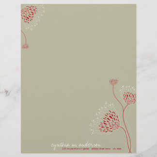 Red Chrysanthemum Flowers Elegant Chic Floral Letterhead