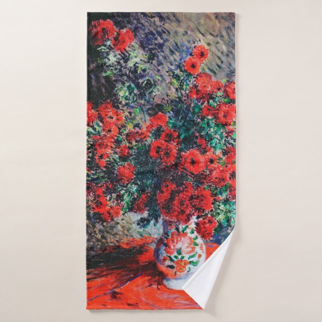Red Chrysanthemum, Monet Bath Towel (Bath Towel)