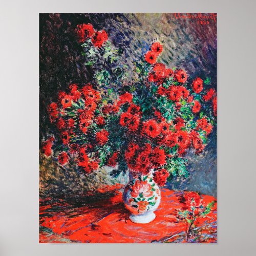 Red Chrysanthemum Monet Poster