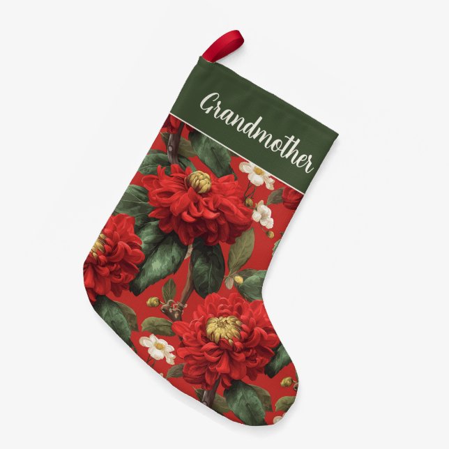 Red Chrysathemum Flower Name Small Christmas Stocking (Front (Hanging))