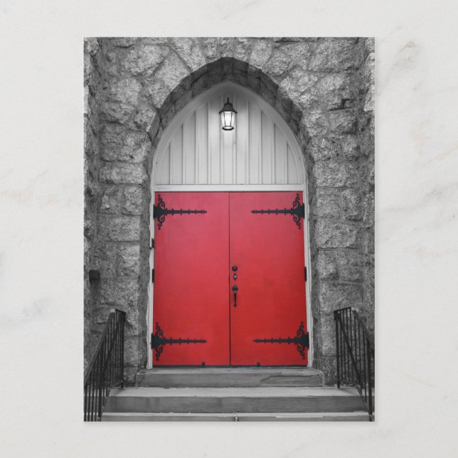 Red Church Door Postcard (Front)