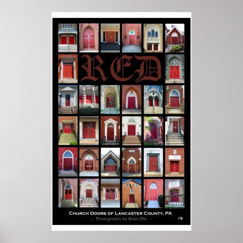 RED Church Doors of Lancaster County PA Poster