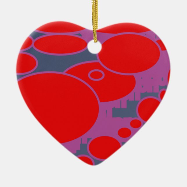 red circle and dark blue purple abstract art ceramic ornament (Front)