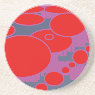 red circle and dark blue purple abstract art coaster