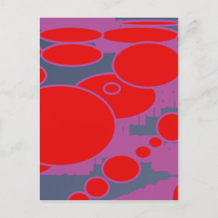 red circle and dark blue purple abstract art postcard