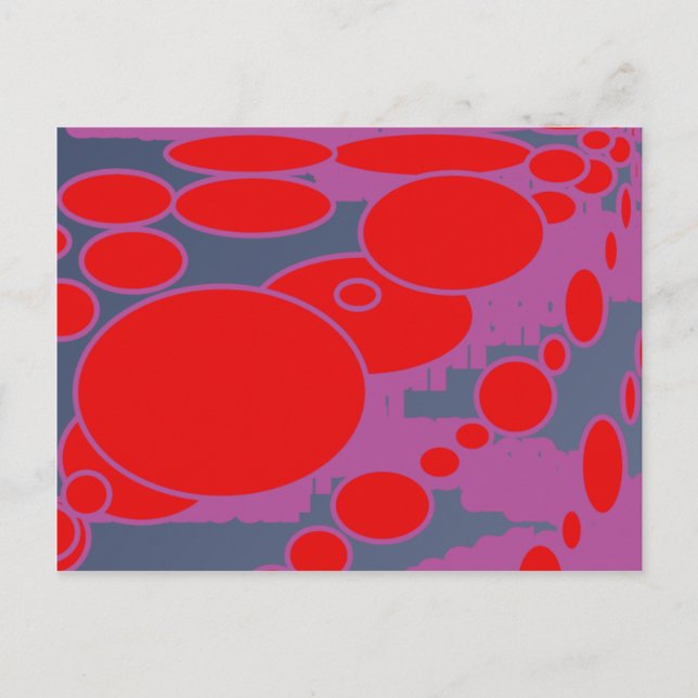 red circle and dark blue purple abstract art postcard (Front)