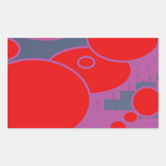 red circle and dark blue purple abstract art rectangular sticker
