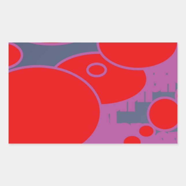 red circle and dark blue purple abstract art rectangular sticker (Front)