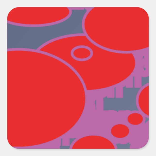 red circle and dark blue purple abstract art square sticker (Front)
