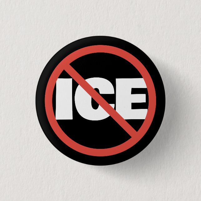Red Circle Anti-Trump ICE Political Opinion Button (Front)