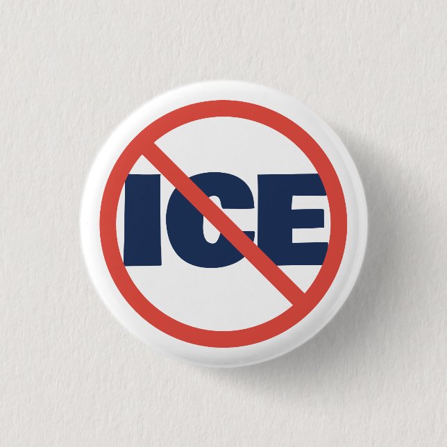 Red Circle Anti-Trump ICE Political Opinion Button (Front)