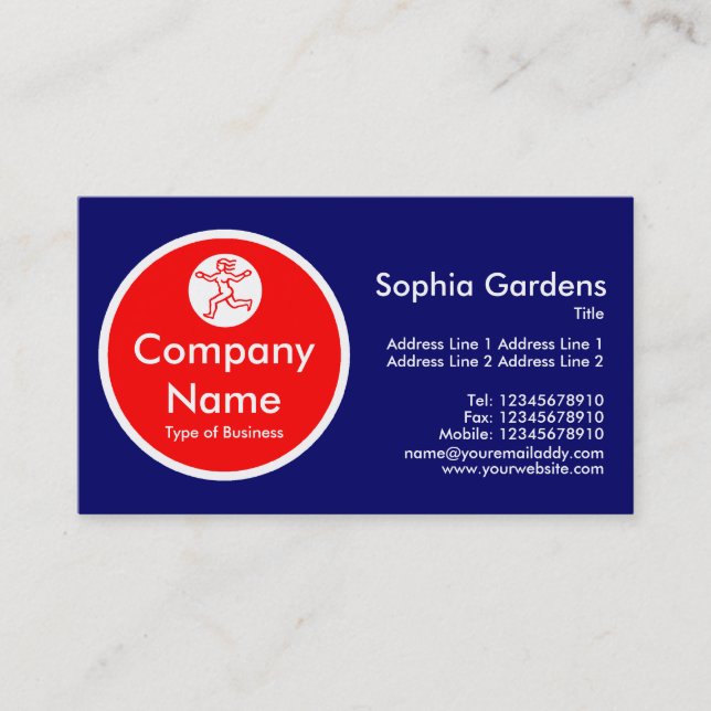 Red Circle - Dark Blue Business Card (Front)