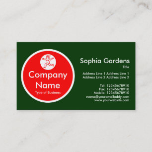 Red Circle - Dark Green Business Card