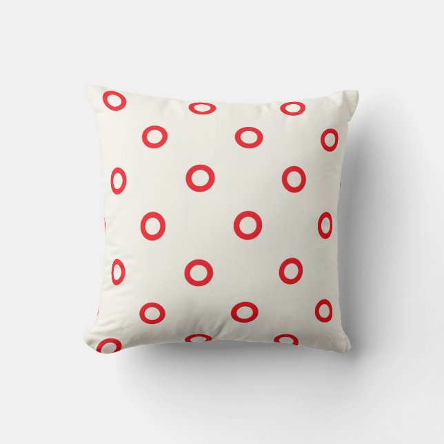 Red Circle Dot Retro Design Pillow (Front)