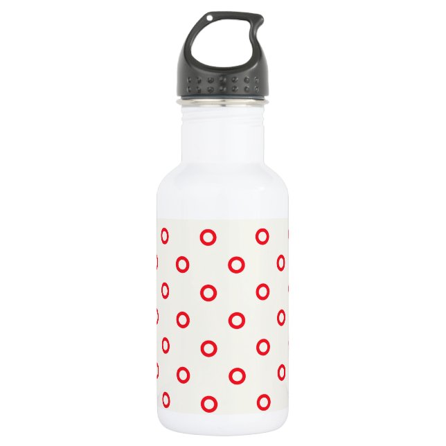 Red Circle Dot Retro Design Water Bottle (Front)