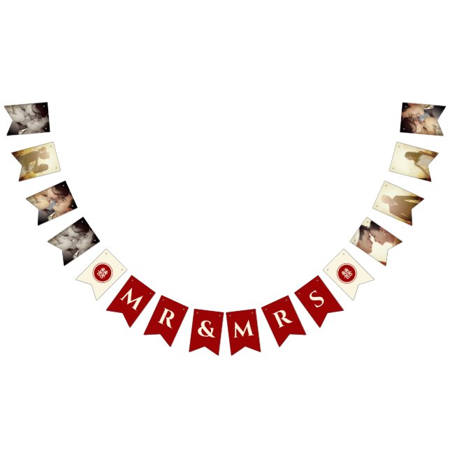 Red Circle Double Happiness Chinese Wedding Photo Bunting Flags (All)