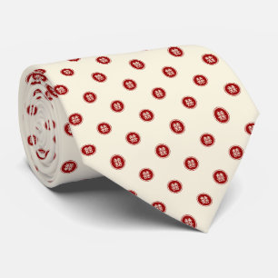 Red Circle Double Happiness Chinese Wedding Tie