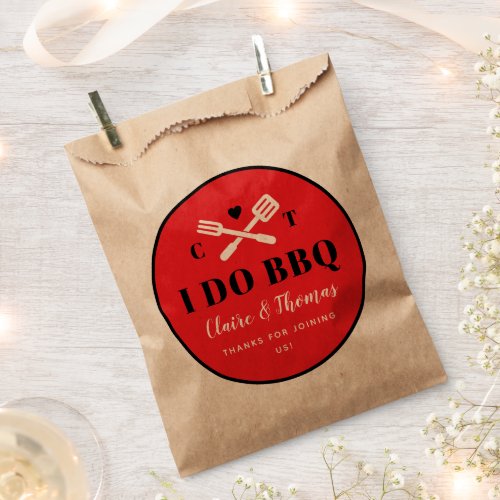 Red Circle I Do BBQ Engagement Party Favor Bag