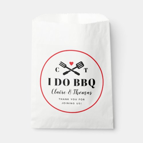 Red Circle I Do BBQ Engagement Party Favor Bag