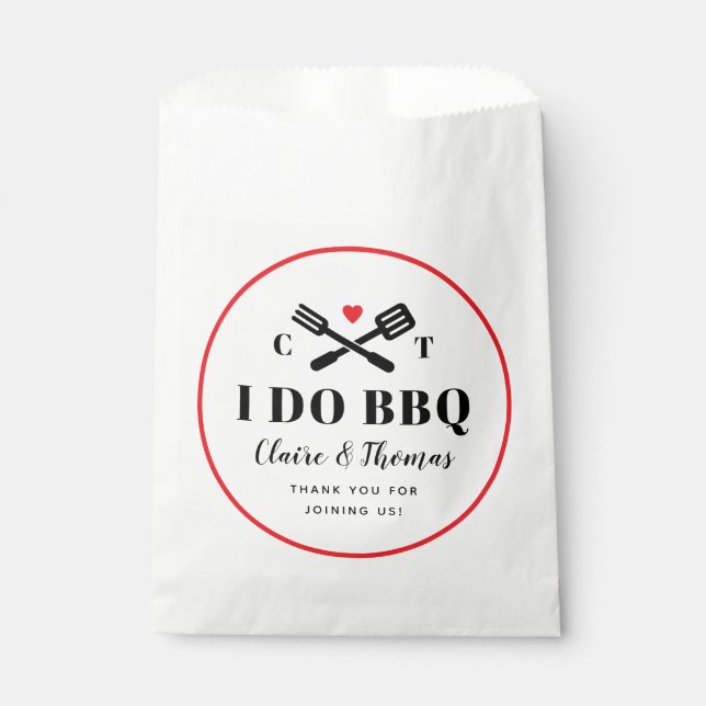 Red Circle I Do BBQ Engagement Party Favor Bag (Front)