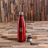 Red Circle Monogram Aluminum Water Bottle (Front)
