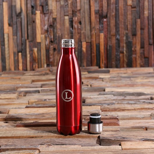 Red Circle Monogram Aluminum Water Bottle (Front)
