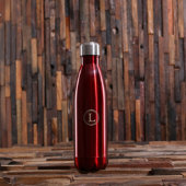 Red Circle Monogram Aluminum Water Bottle (Front)