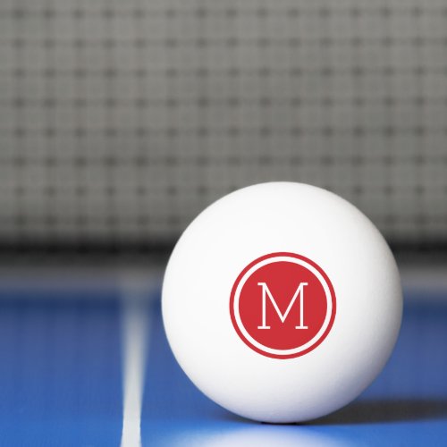 Red Circle Monogram Personalized Ping_Pong Ball
