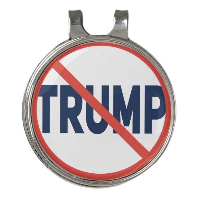 Red Circle No Sign Anti-Trump Political Opinion Golf Hat Clip (Front)