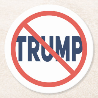Red Circle No Sign Anti-Trump Political Opinion Round Paper Coaster
