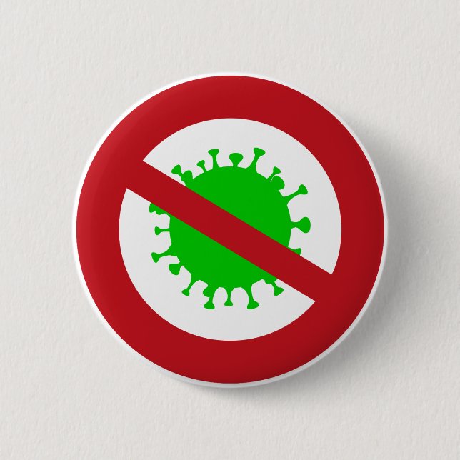 Red Circle No Virus Germs  Button (Front)