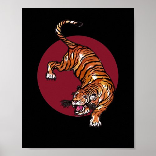 Red Circle Tiger Poster