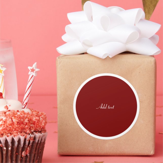 Red Circle, White Text TEMPLATE Classic Round Sticker (Party)