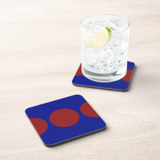 Red Circles on Blue Drink Coaster