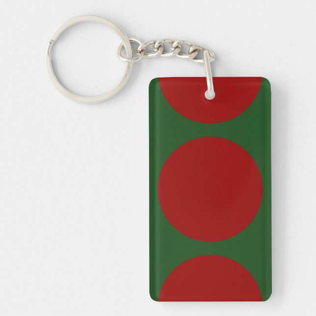 Red Circles on Green Keychain (Front)