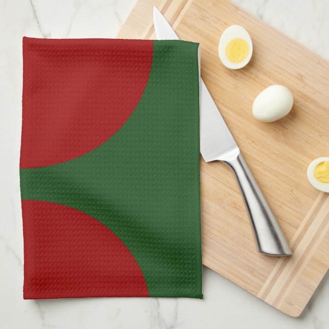 Red Circles on Green Towel (Quarter Fold)