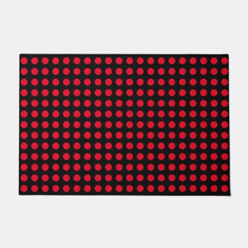 Red Circles Polka Dot Patterns Black Modern Cute Doormat